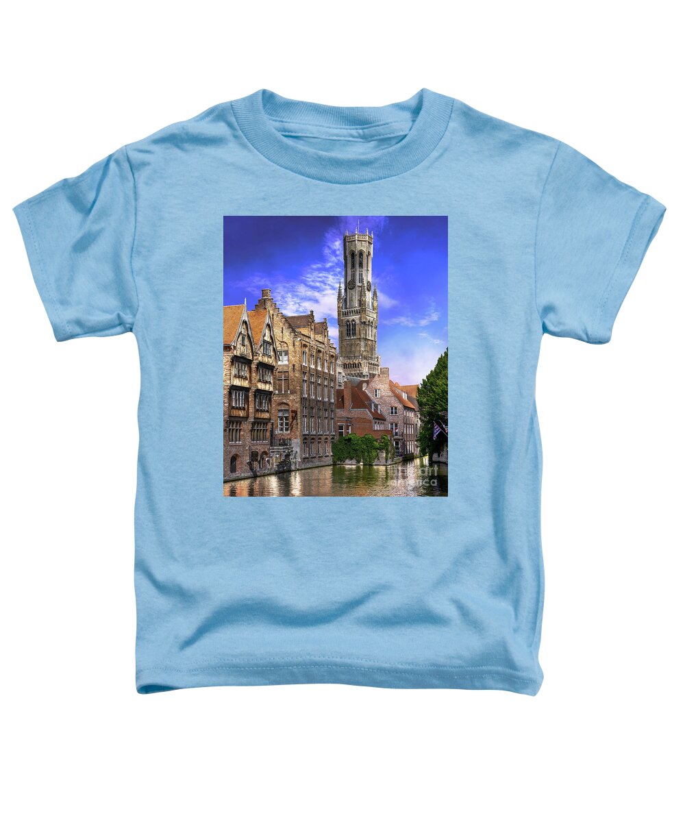 Brugge Toddler T-Shirt featuring the photograph Brugge Bell Tower by David Meznarich