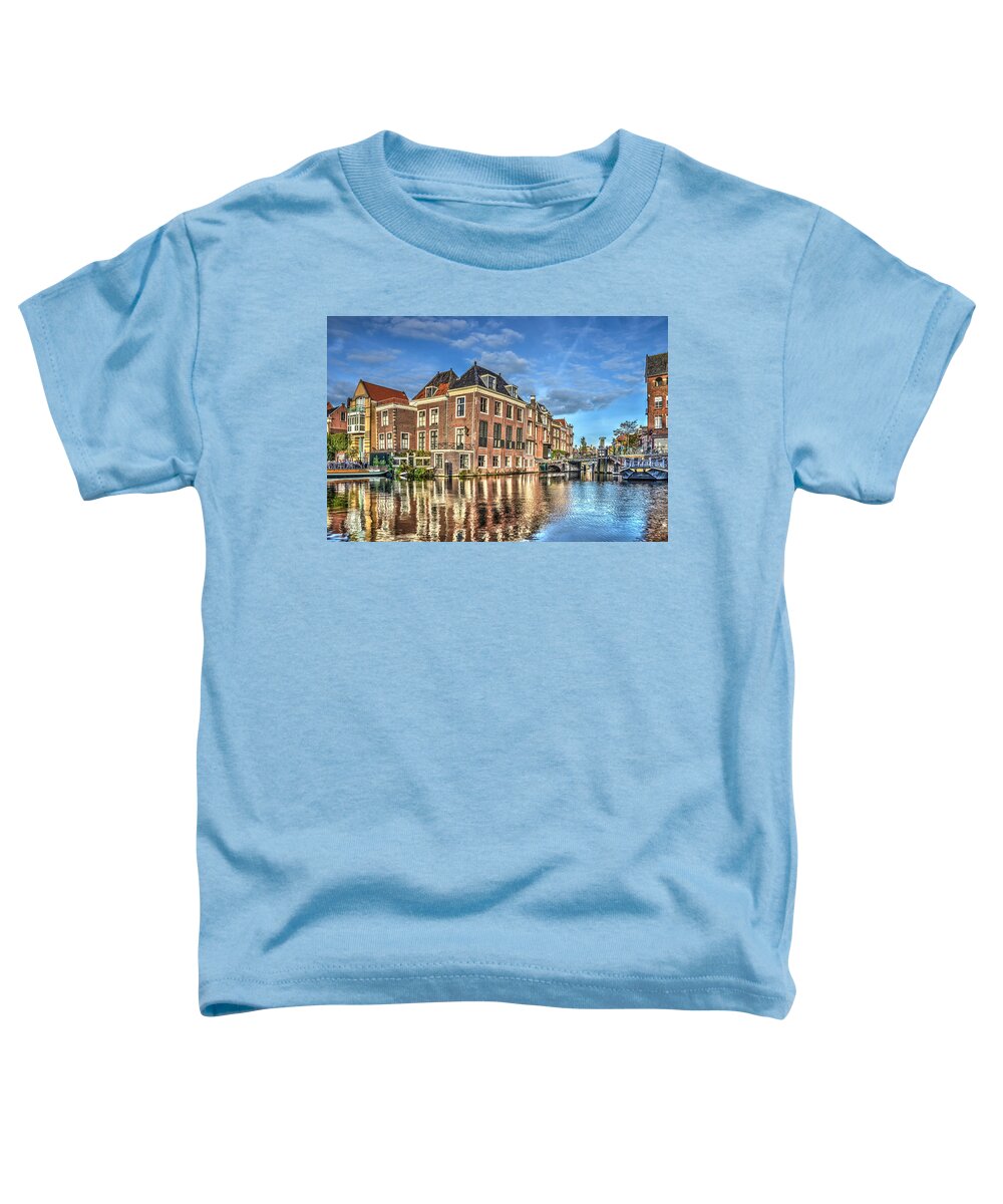 Canal Toddler T-Shirt featuring the photograph Canalside Living in Leiden by Frans Blok