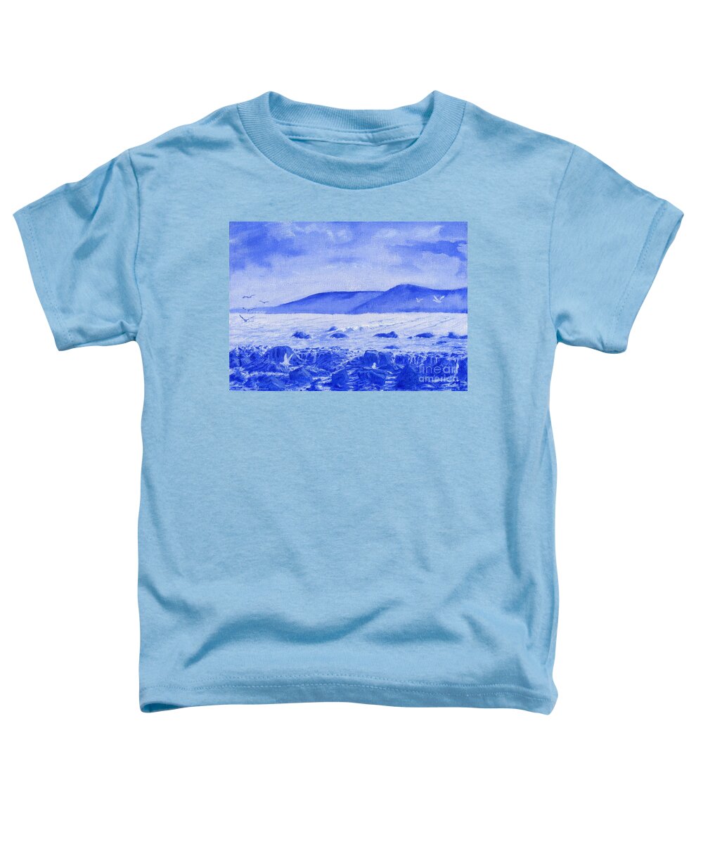 Cardigan Bay Toddler T-Shirt featuring the painting Cardigan Bay Blue Healing Sea by Edward McNaught-Davis