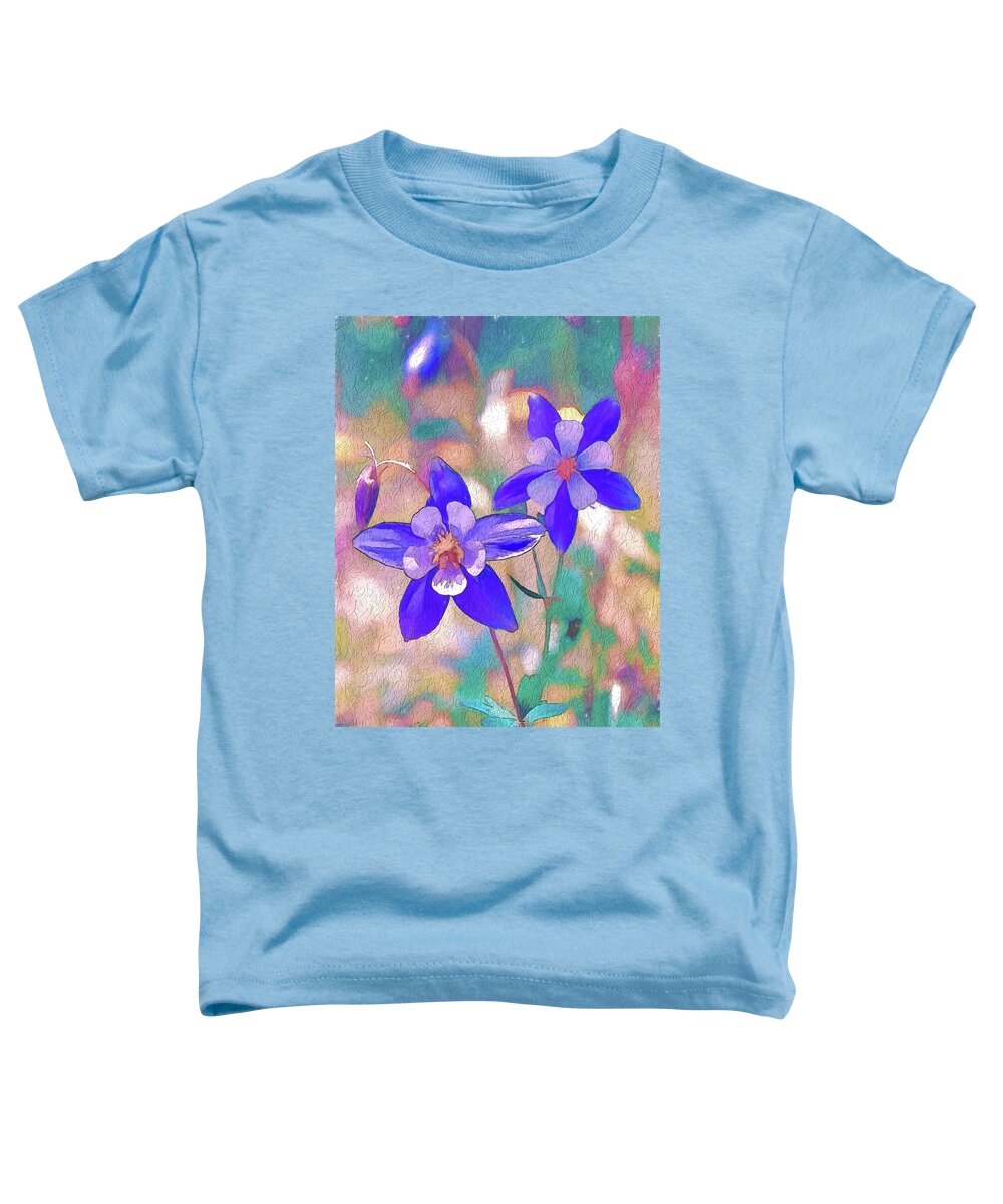 Columbines Toddler T-Shirt featuring the digital art Colorado State Flower 2 by OLena Art by Lena Owens - Vibrant DESIGN