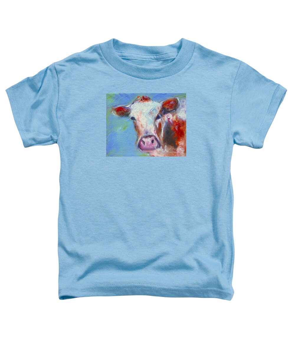 Bovineart Toddler T-Shirt featuring the painting Colorful cow available as a signed and numbered print see www.pixi-art.com by Mary Cahalan Lee - aka PIXI