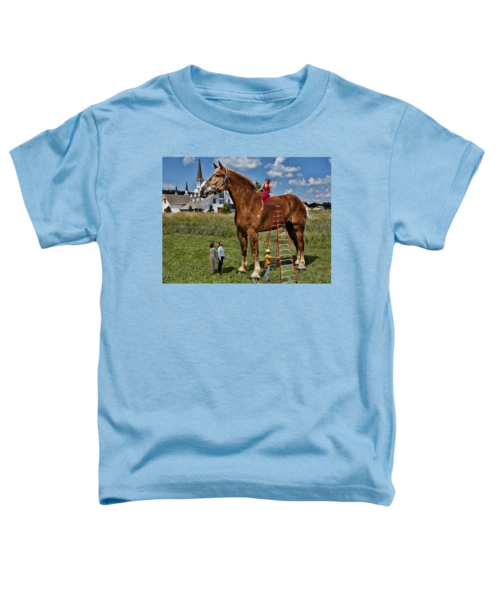 Draft Horse Toddler T-Shirt featuring the painting Come Down Off Your High Horse by David Zimmerman
