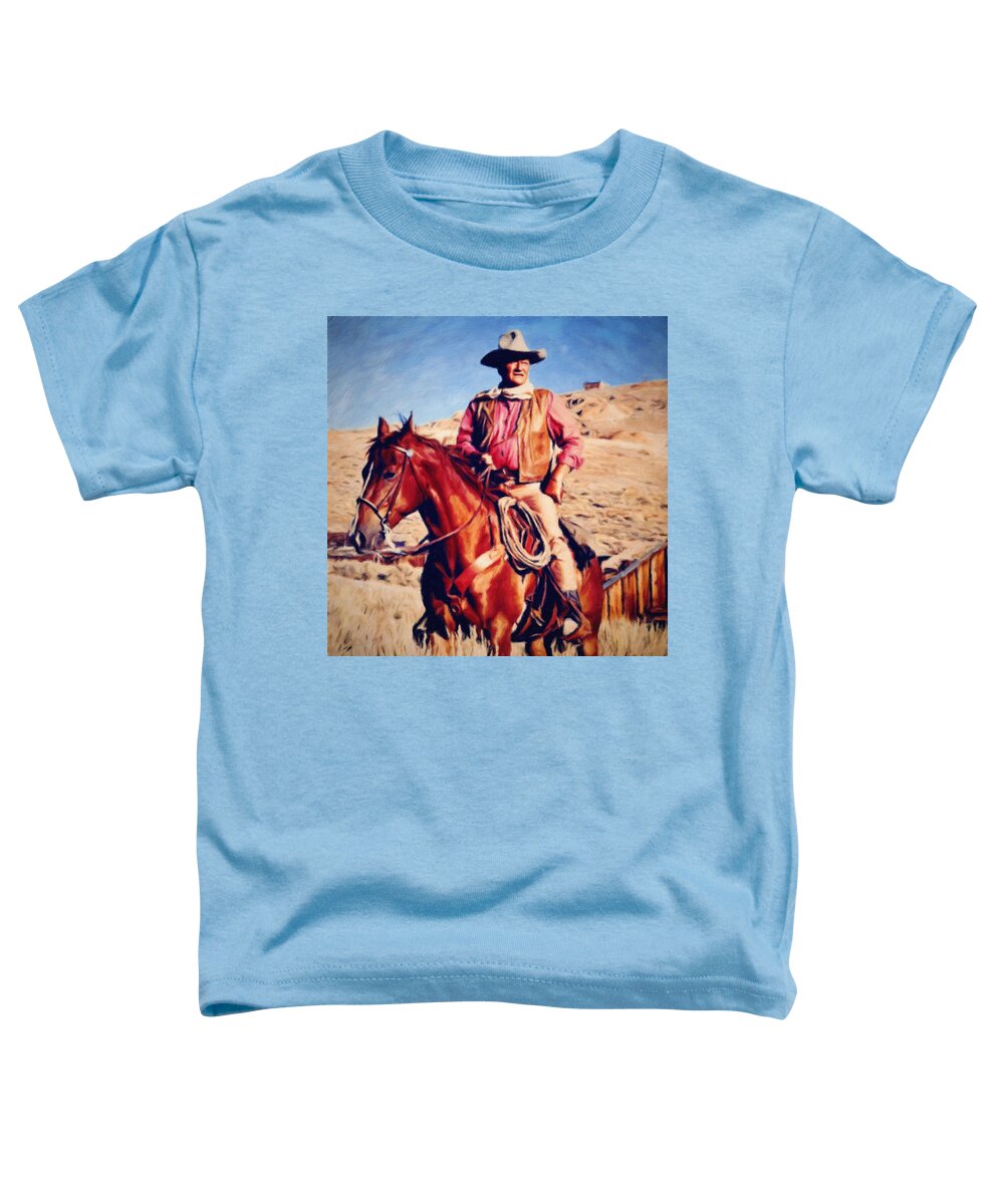 John Wayne Toddler T-Shirt featuring the painting Cowboy John Wayne by Vincent Monozlay