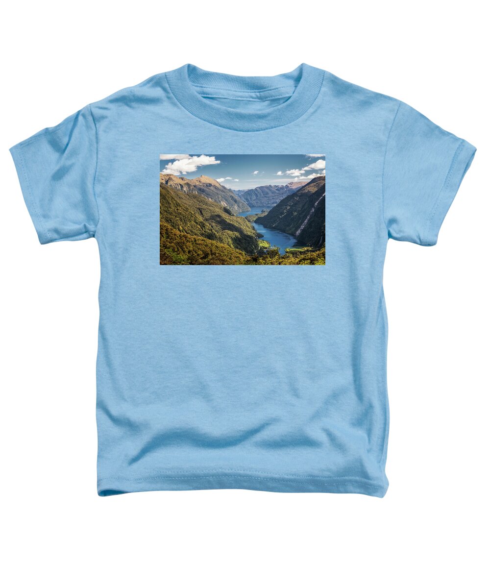 New Zealand Toddler T-Shirt featuring the photograph Doubtful Sound New Zealand from Wilmot Pass by Joan Carroll