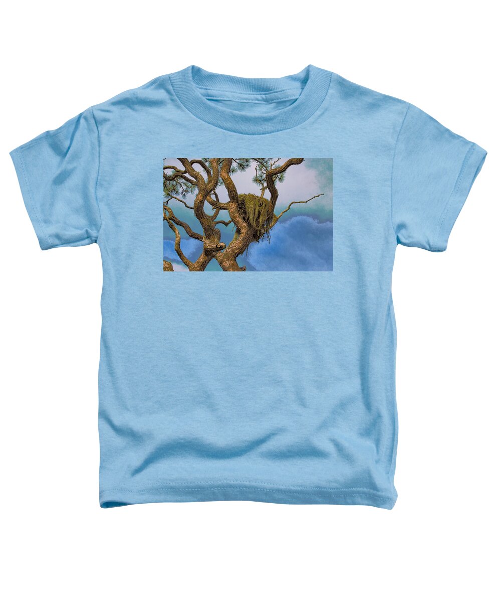 Nest Toddler T-Shirt featuring the photograph Eagles Nest in Pine Tree by Richard Goldman