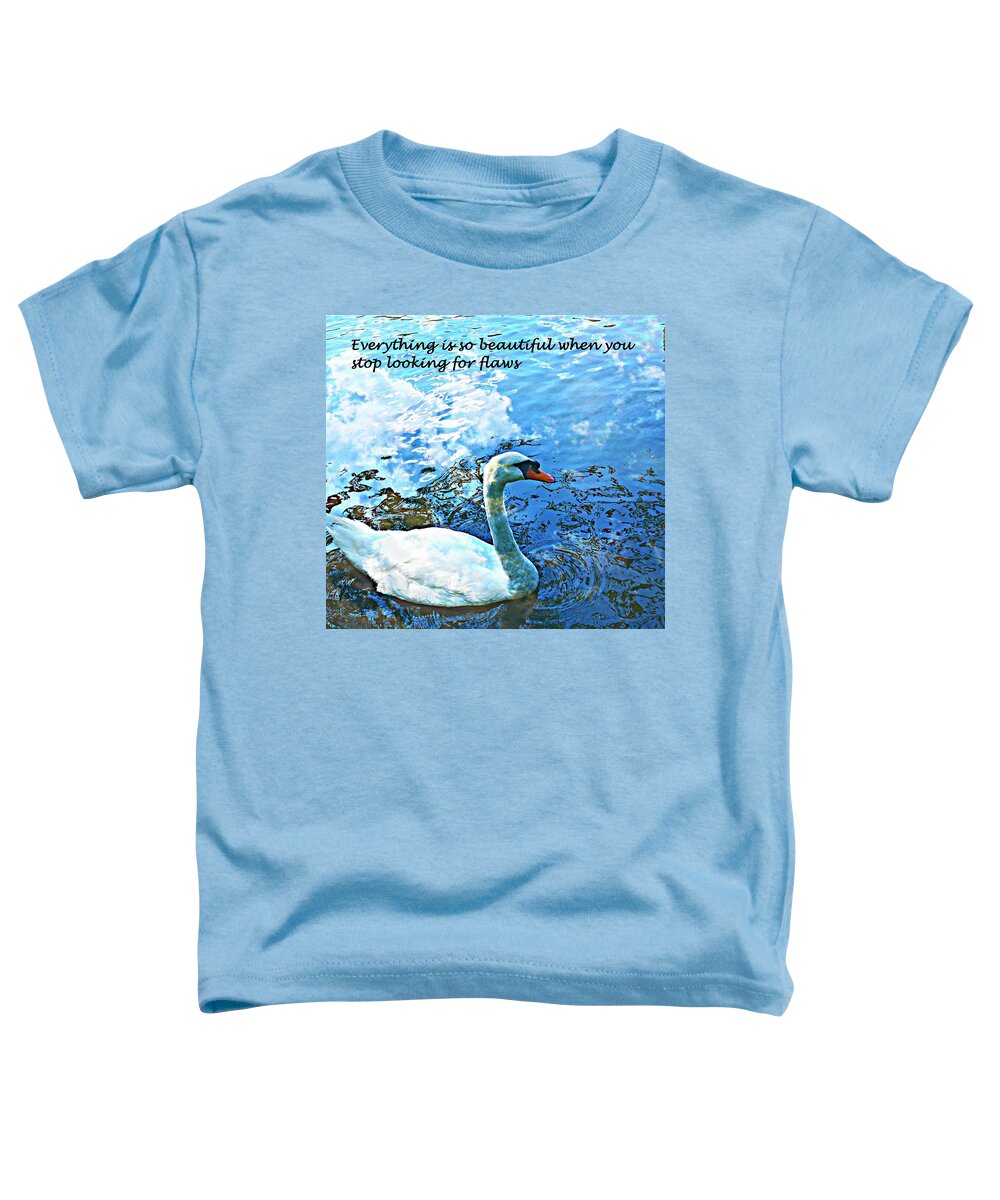 Swan Toddler T-Shirt featuring the mixed media Everything is so Beautiful by Stacie Siemsen