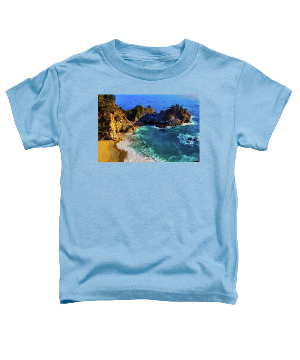 Big Sur California Toddler T-Shirt featuring the photograph Exotic Big Sur Waterfall by Garry Gay