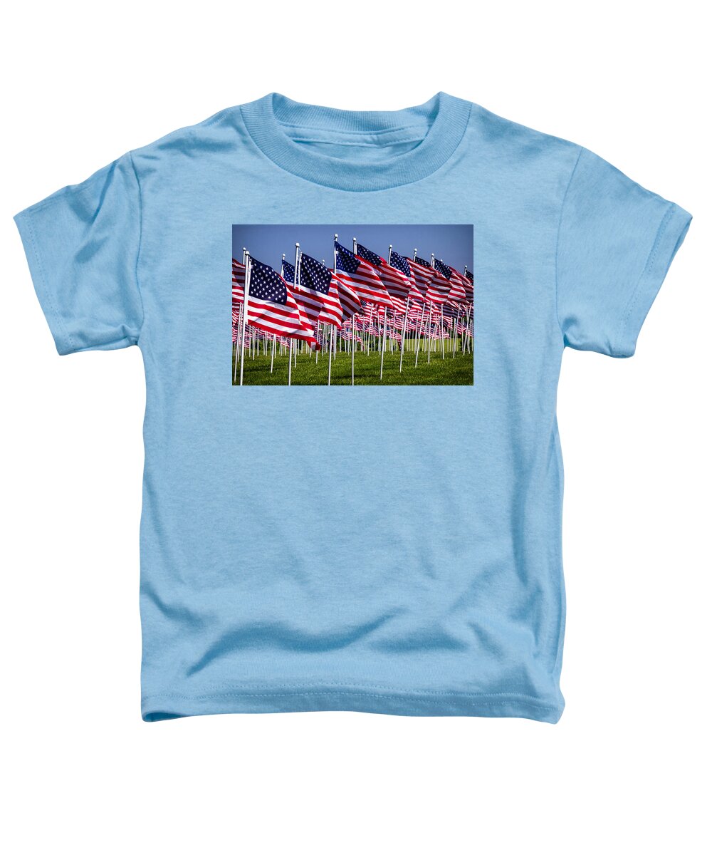 American Flags Toddler T-Shirt featuring the photograph Field of Flags For Heroes by Bill Swartwout