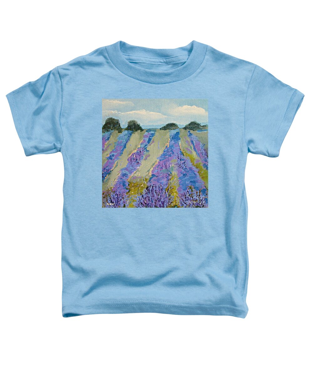 Lavender Toddler T-Shirt featuring the painting Fields of Lavender by Mary Mirabal