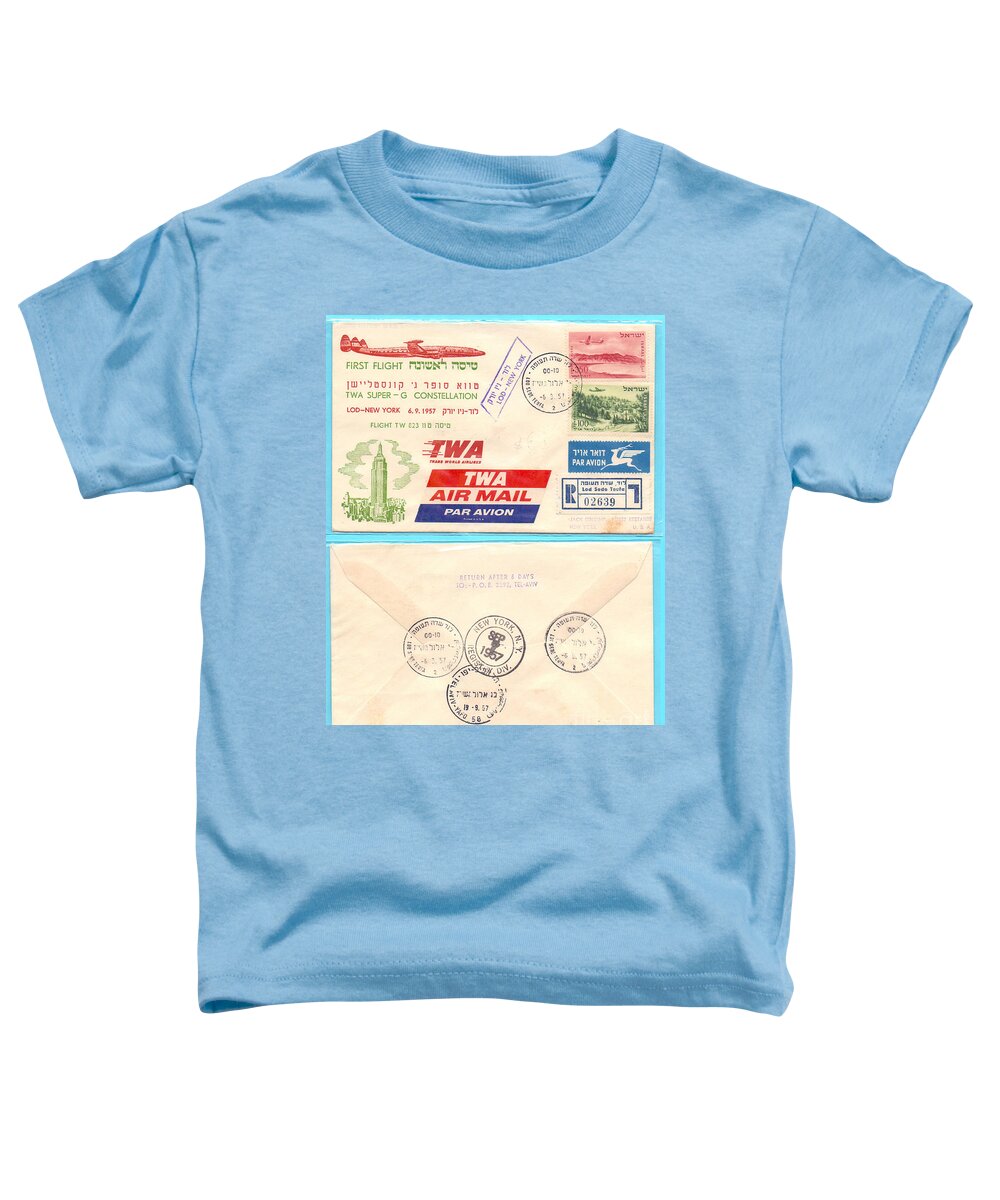 First Toddler T-Shirt featuring the photograph First Flight Lod to New York by Ilan Rosen