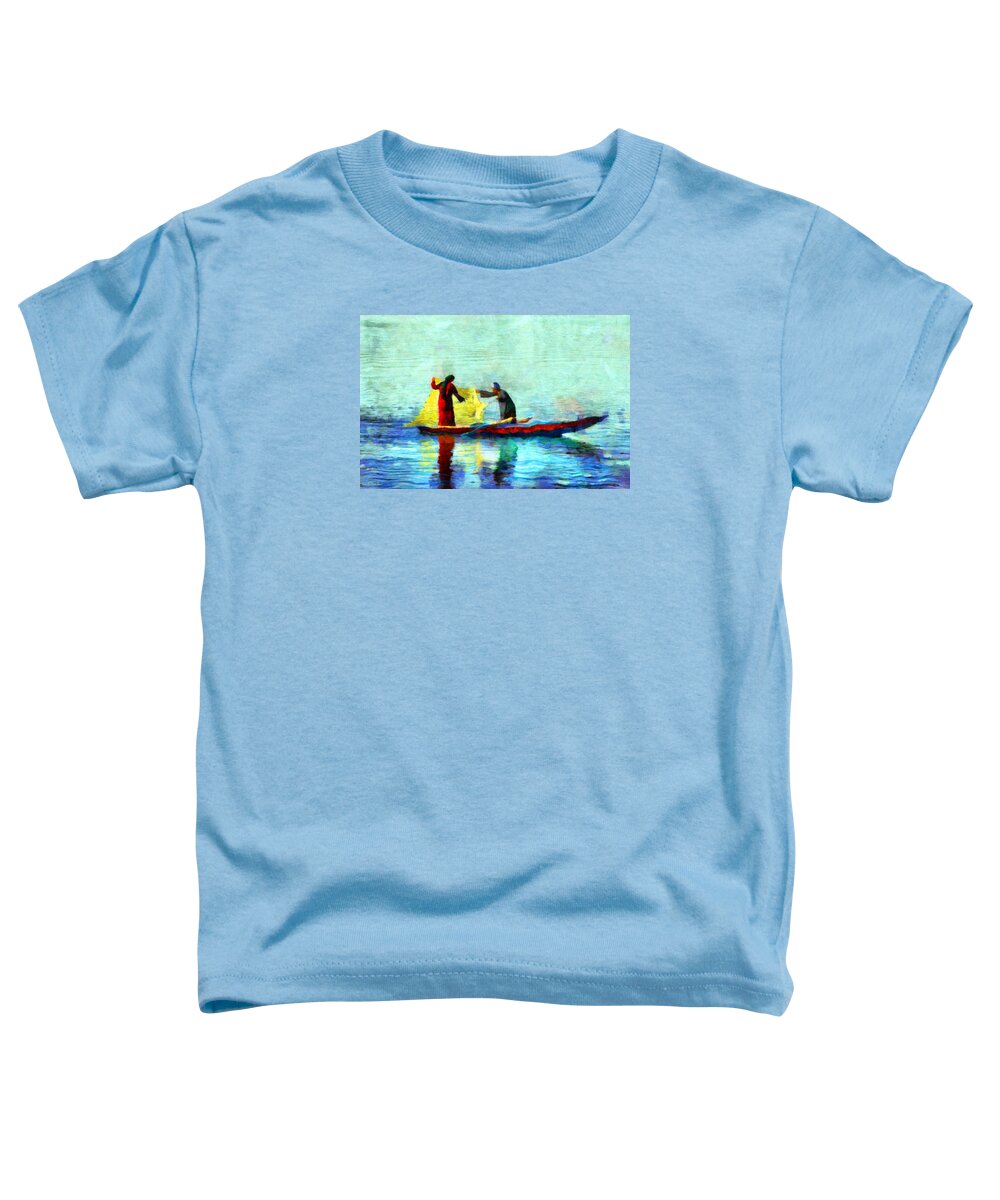 Fishing In The Nile Toddler T-Shirt featuring the painting Fishing in the Nile by George Rossidis