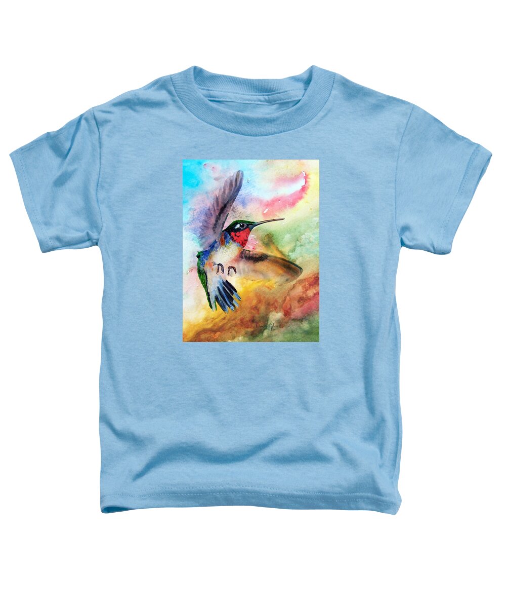 Hummingbird Toddler T-Shirt featuring the painting DA198 Flit the Hummingbird by Daniel Adams by Daniel Adams