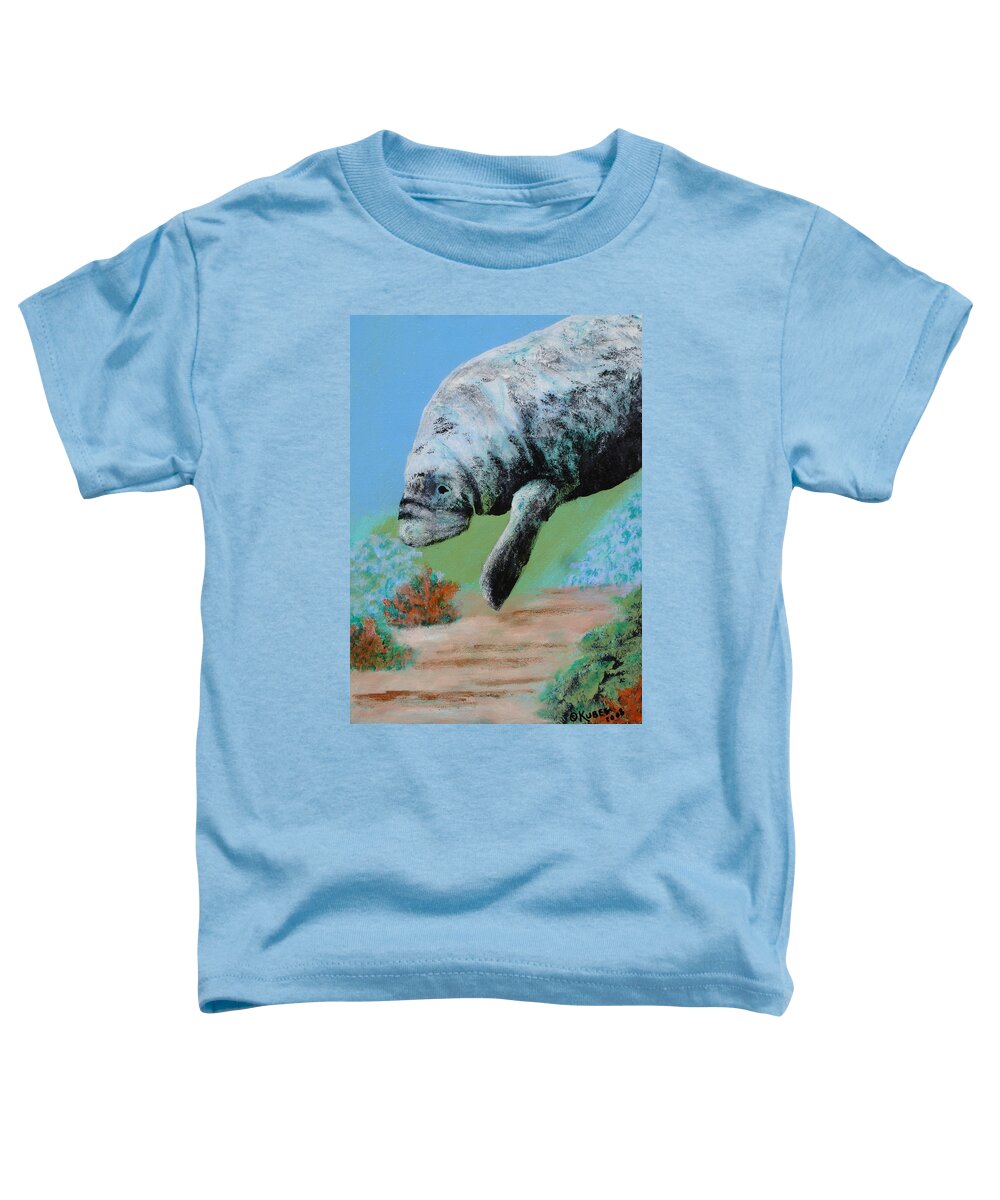 Florida Toddler T-Shirt featuring the painting Florida Manatee by Susan Kubes