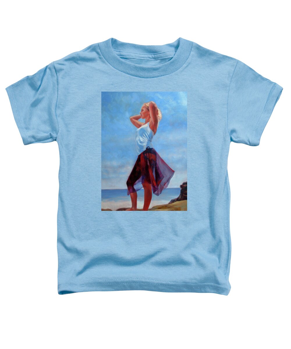 Beach Toddler T-Shirt featuring the painting Golden Girl by Marie Witte