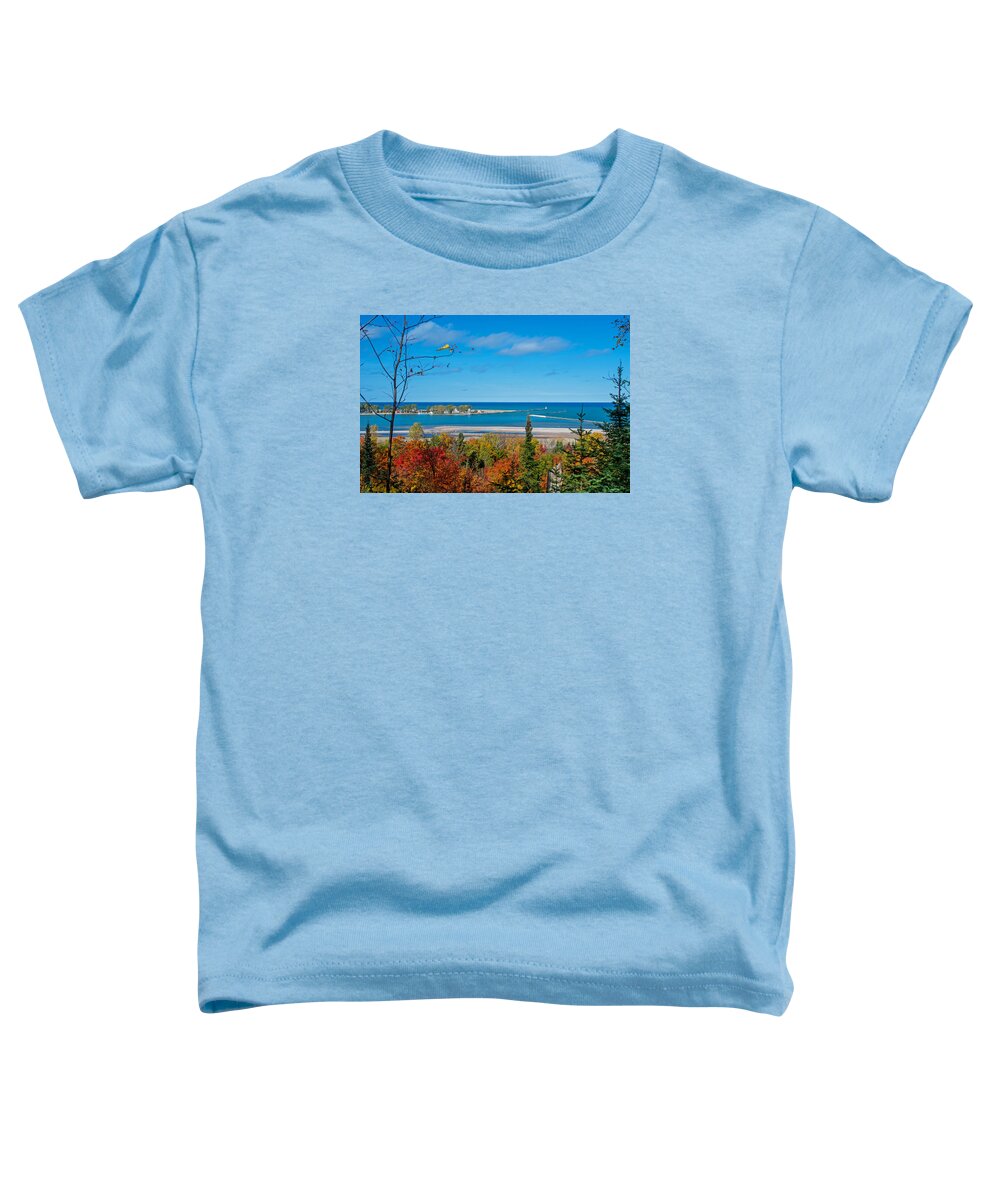 Grand Marais Michigan Toddler T-Shirt featuring the photograph Harbor View by Gary McCormick