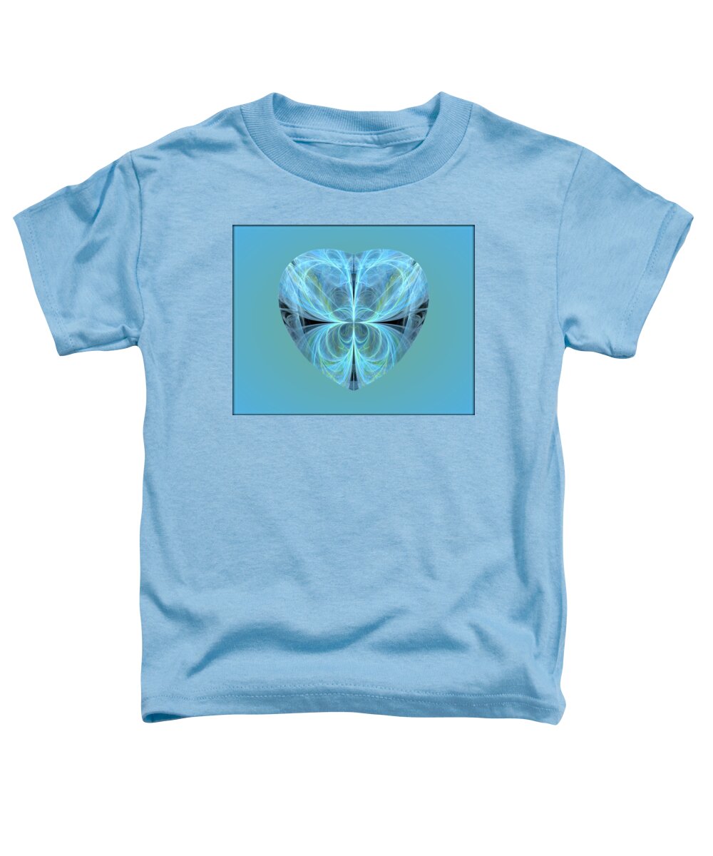 Apophysis Fractal Toddler T-Shirt featuring the digital art Heart - Ghost Blue by Angie Tirado