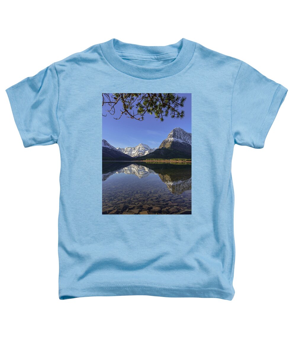 Swiftcurrent Lake Toddler T-Shirt featuring the photograph Heaven's Gate by Jack Bell