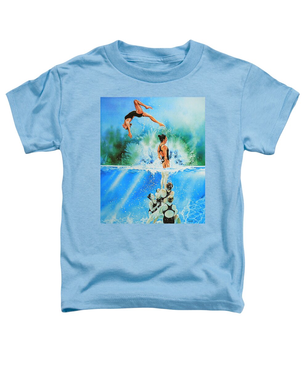 Swimming Toddler T-Shirt featuring the painting In Sync by Hanne Lore Koehler