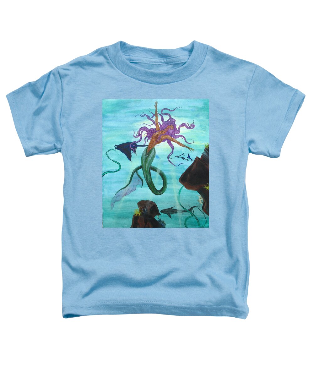 Siren Toddler T-Shirt featuring the painting Joyful Depths by Megan Thompson
