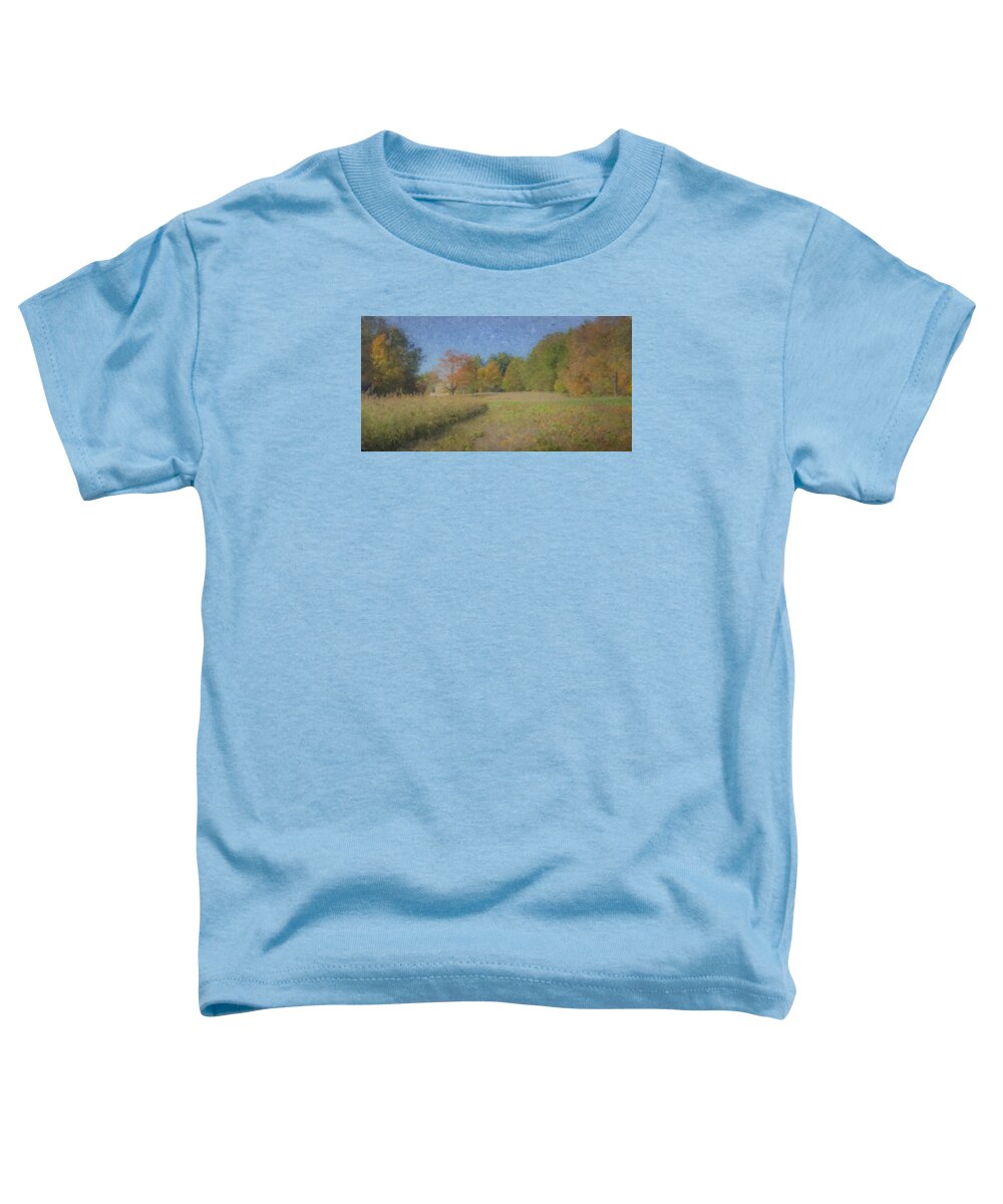 Lang Water Farm Toddler T-Shirt featuring the painting Langwater Farm with Pumpkins and Chateau by Bill McEntee
