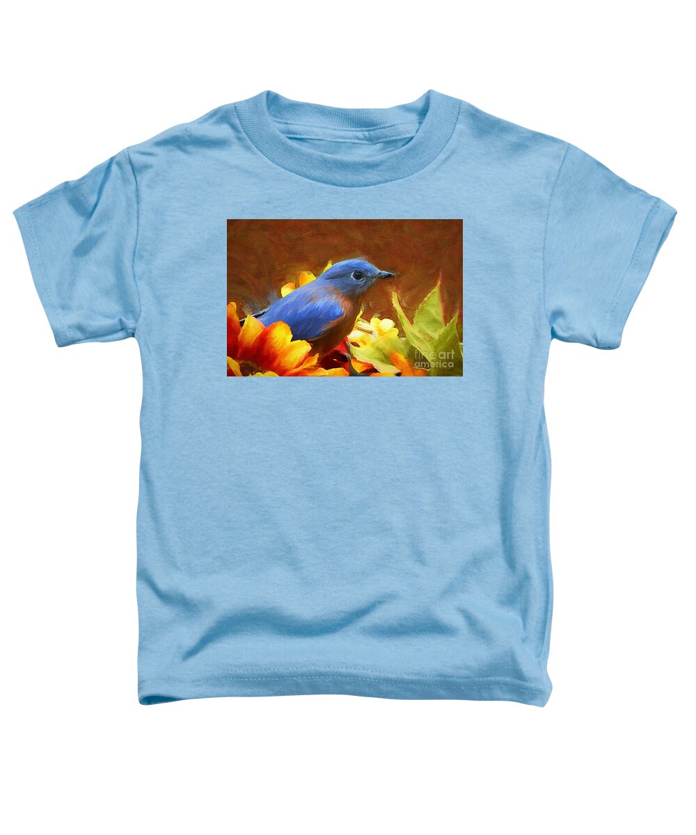 Bluebird Toddler T-Shirt featuring the painting Little Boy Blue by Tina LeCour
