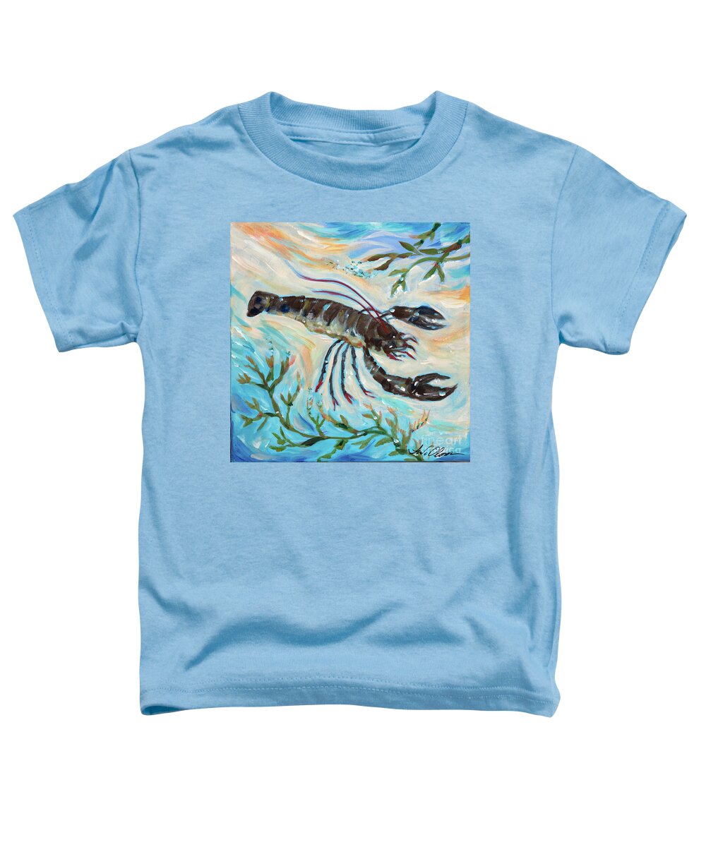 Turtle Toddler T-Shirt featuring the painting Lobster on the Bottom by Linda Olsen