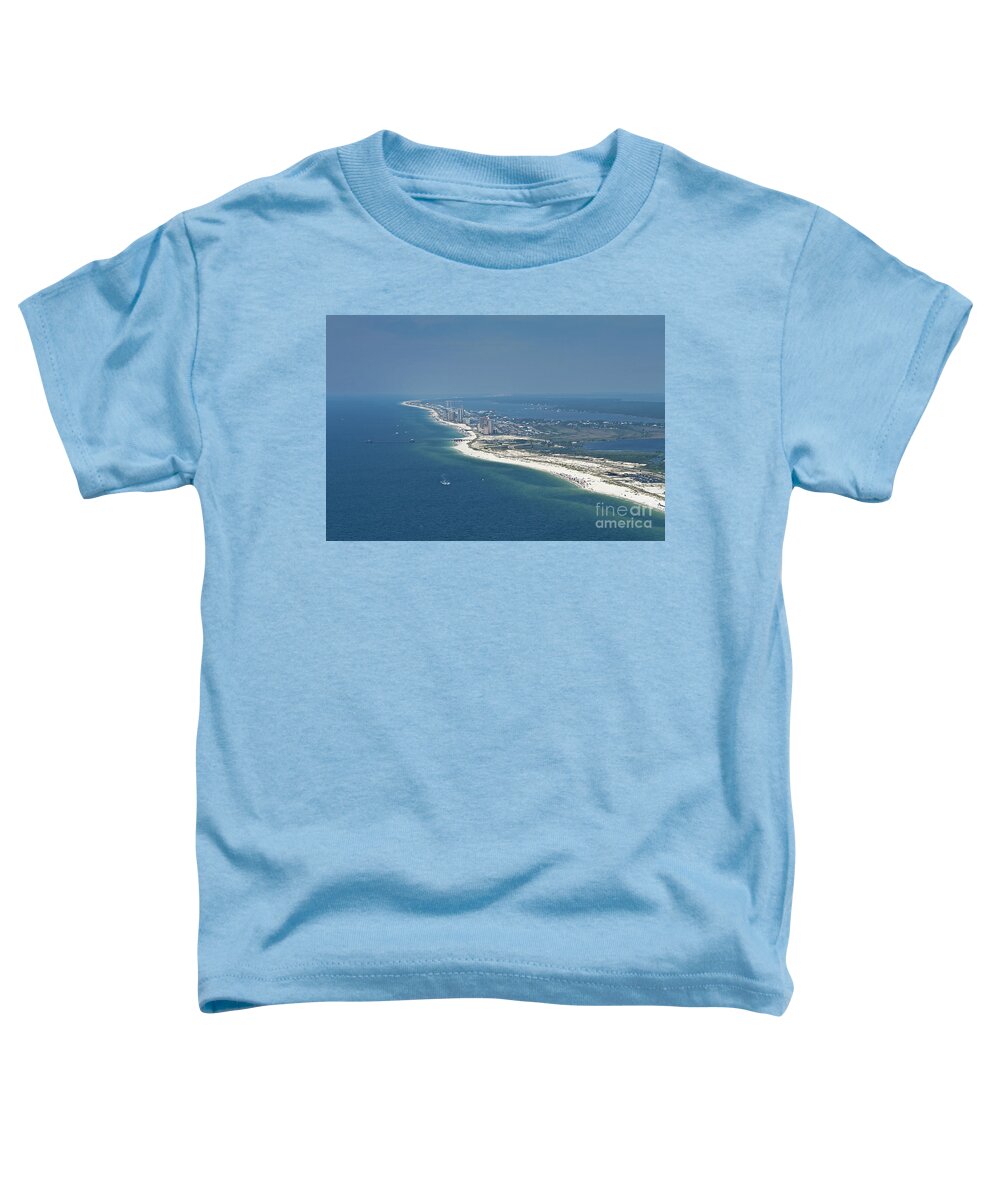 Gulf Shores Toddler T-Shirt featuring the photograph Long, aerial, beach view by Gulf Coast Aerials -