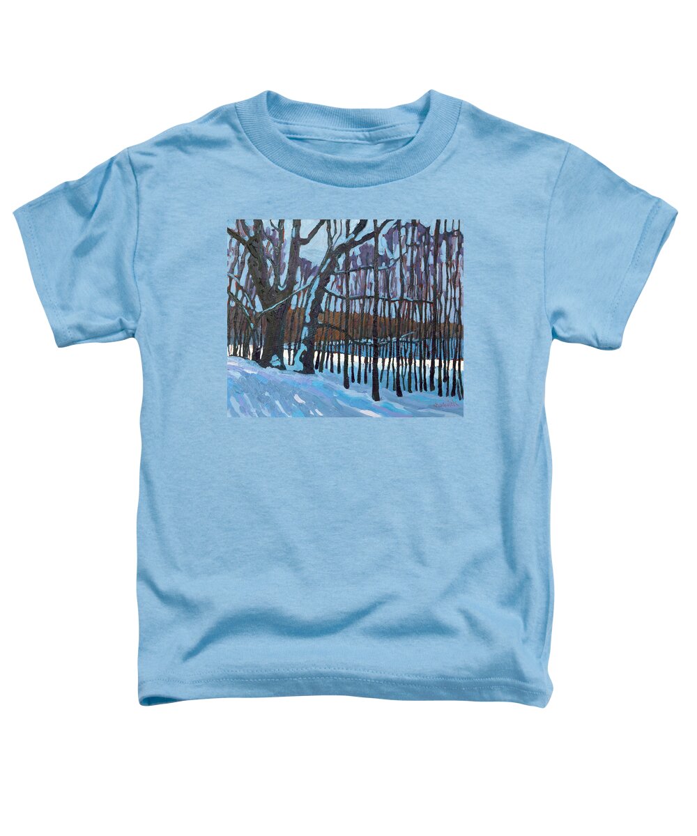 2052 Toddler T-Shirt featuring the painting Long Reach Lane Forest by Phil Chadwick