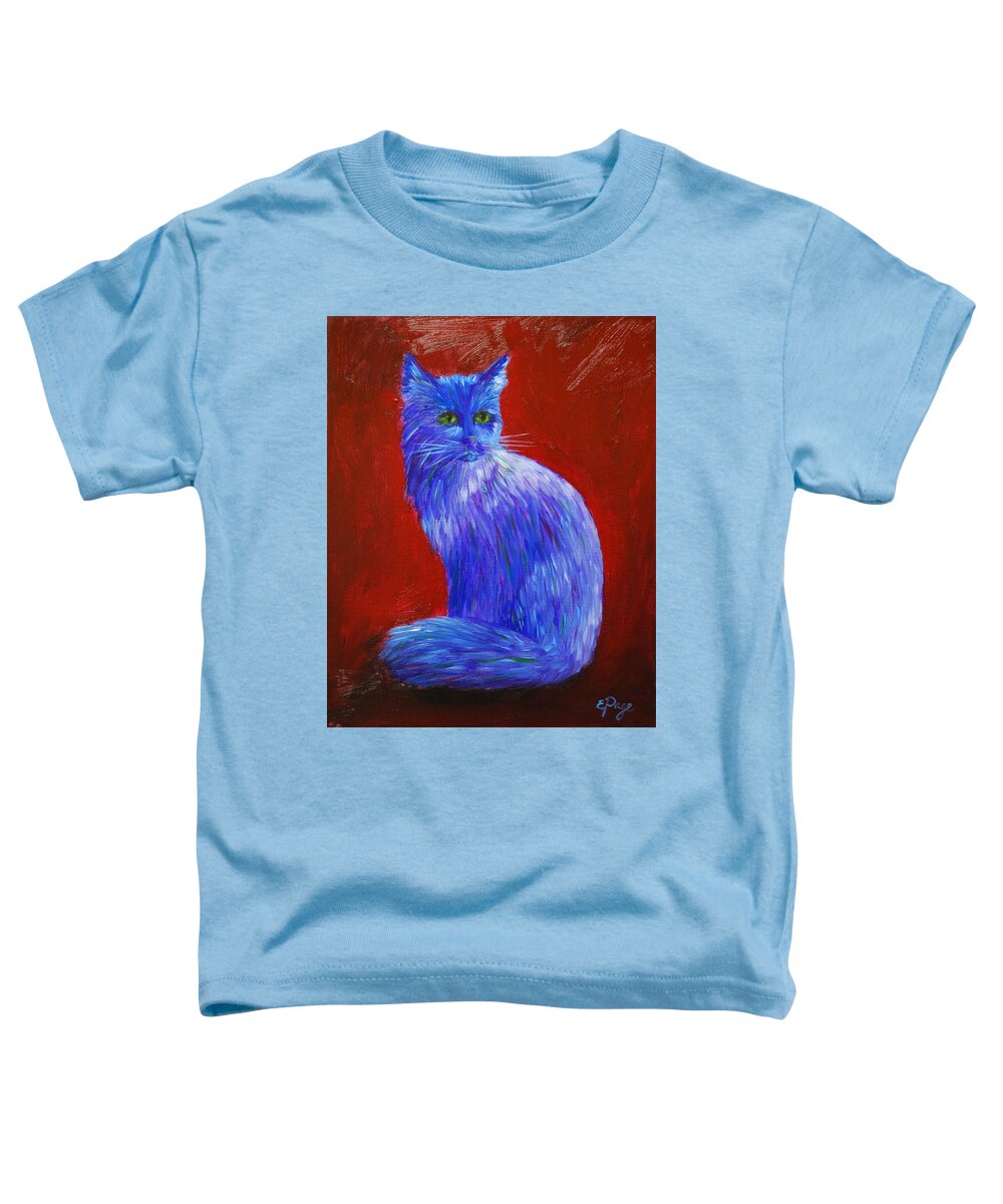 Kitten Toddler T-Shirt featuring the painting Longhaired Blue Cat by Emily Page