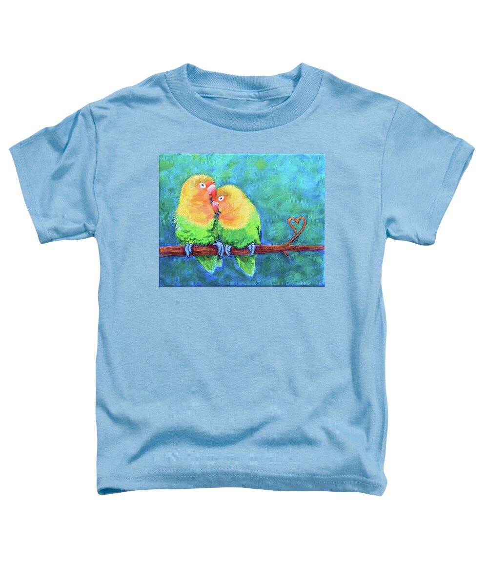 Lovebirds Toddler T-Shirt featuring the painting Lovebirds by Pat St Onge