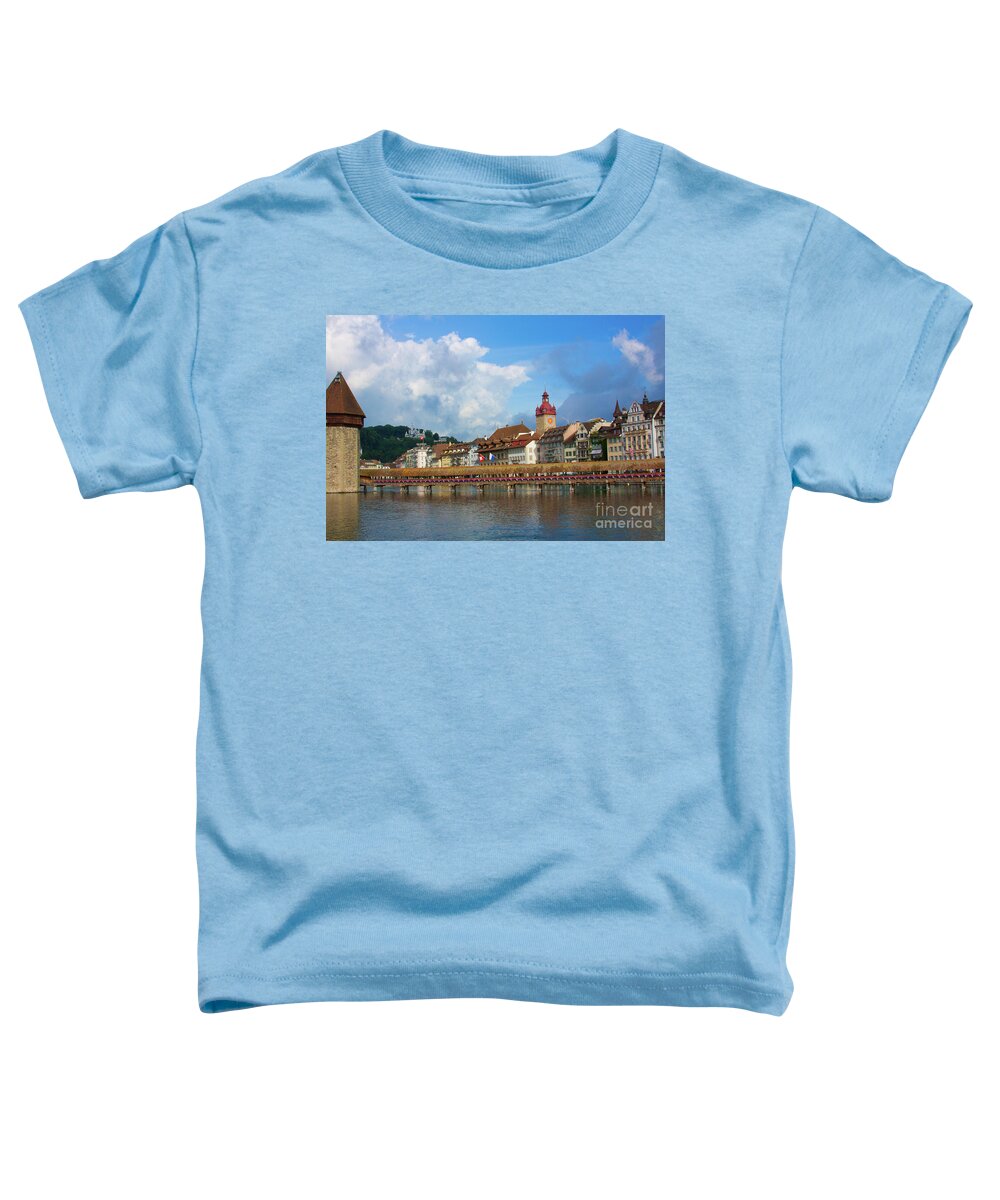 Europe Toddler T-Shirt featuring the photograph Lucerne - Chapel Bridge by Jim Schmidt MN
