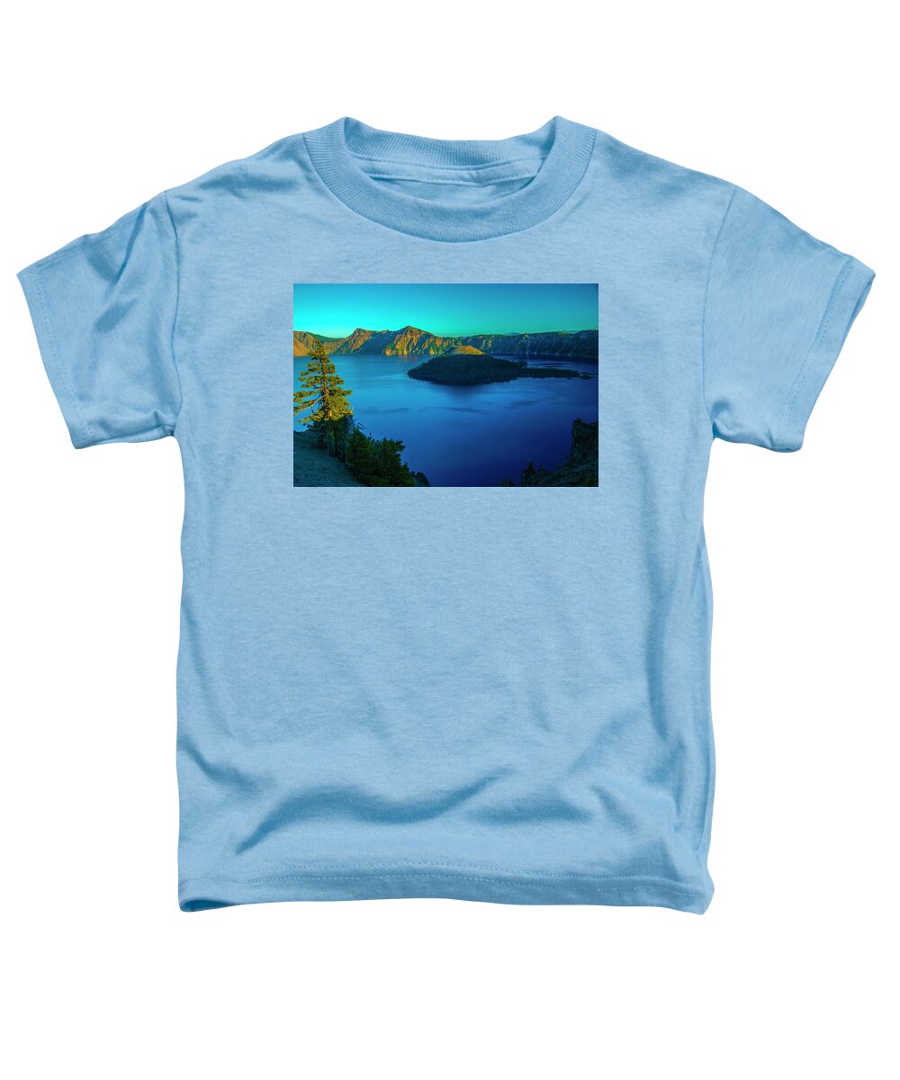 Crater Lake Toddler T-Shirt featuring the photograph Magic Hour by Doug Scrima