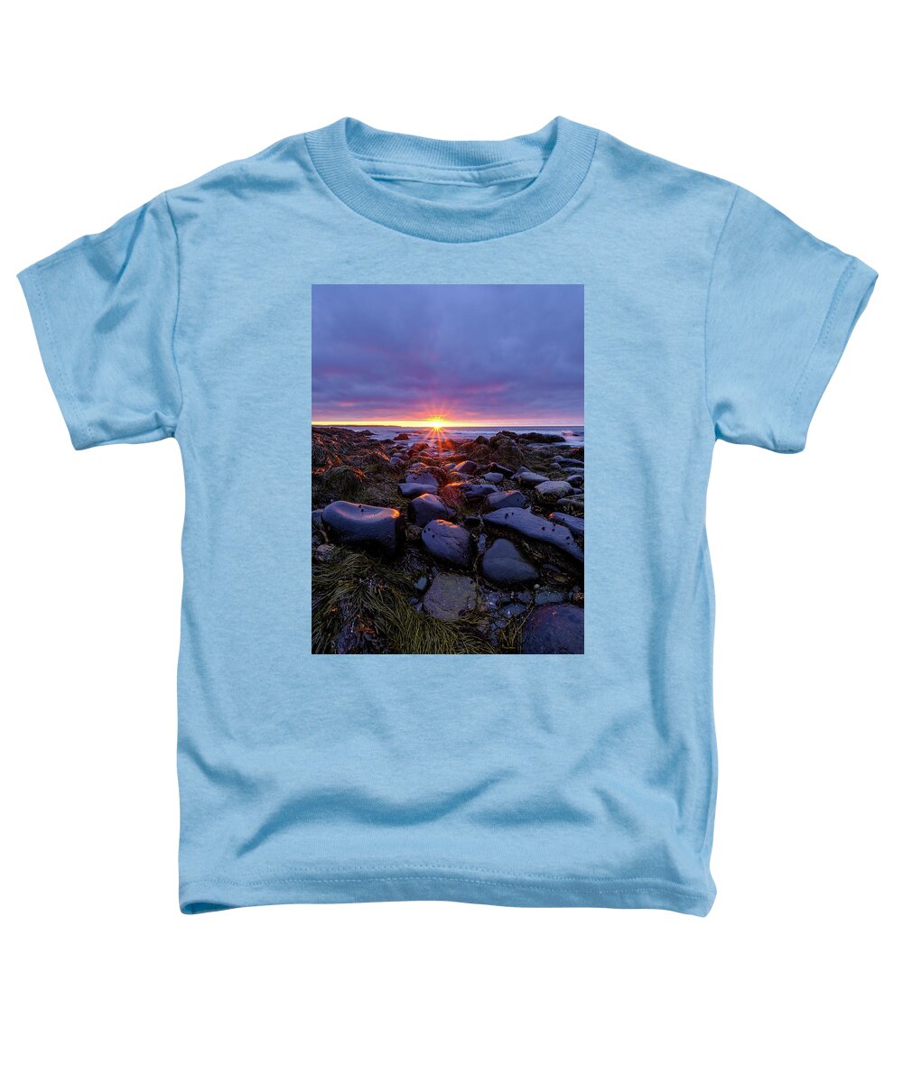 Ocean Toddler T-Shirt featuring the photograph Morning Fire, Sunrise On The New Hampshire Seacoast by Jeff Sinon
