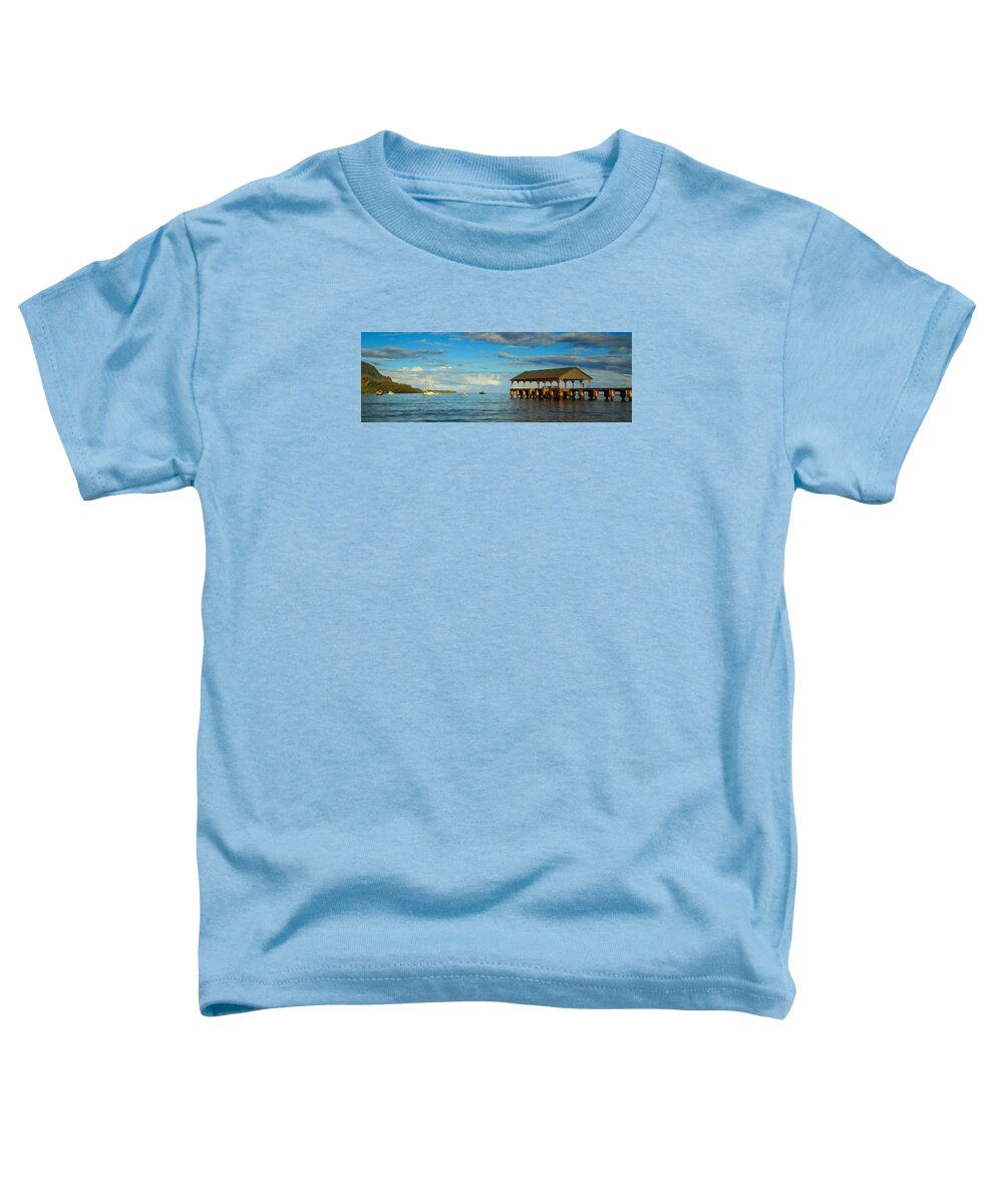 Hanalei Pier Toddler T-Shirt featuring the photograph Morning Light On The Hanalei Pier by James Eddy
