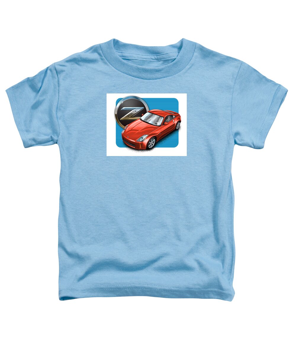 Nissan Toddler T-Shirt featuring the digital art Nissan Z350 Red by David Kyte