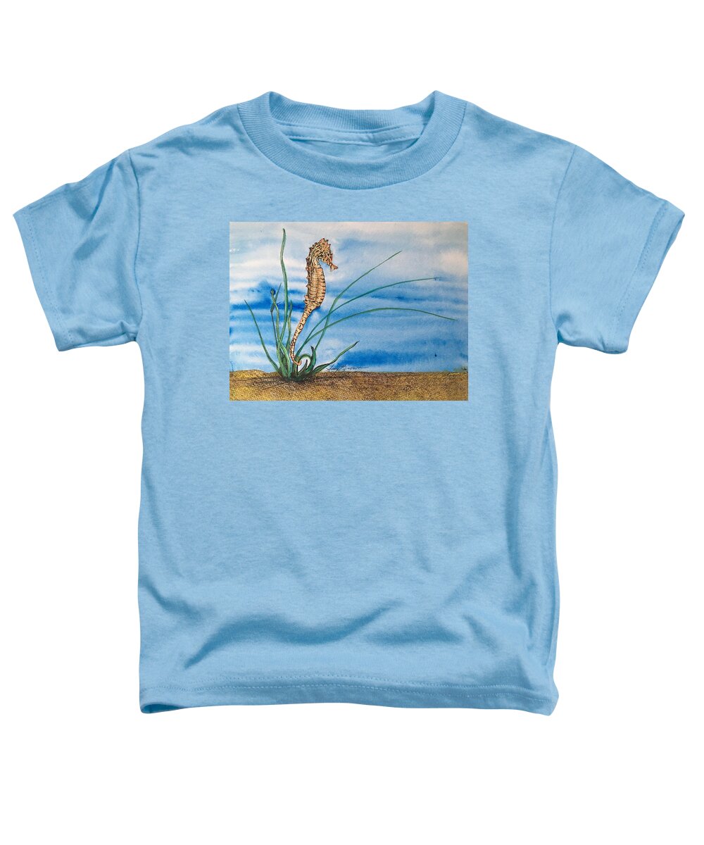 Northern Seahorse Toddler T-Shirt featuring the painting Northern Seahorse by Mastiff Studios