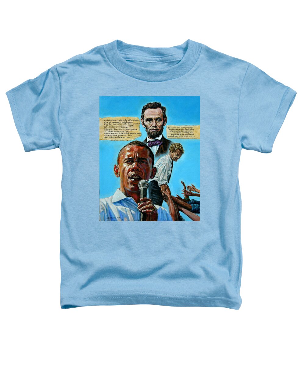 Obama Toddler T-Shirt featuring the painting Obamas Heritage by John Lautermilch