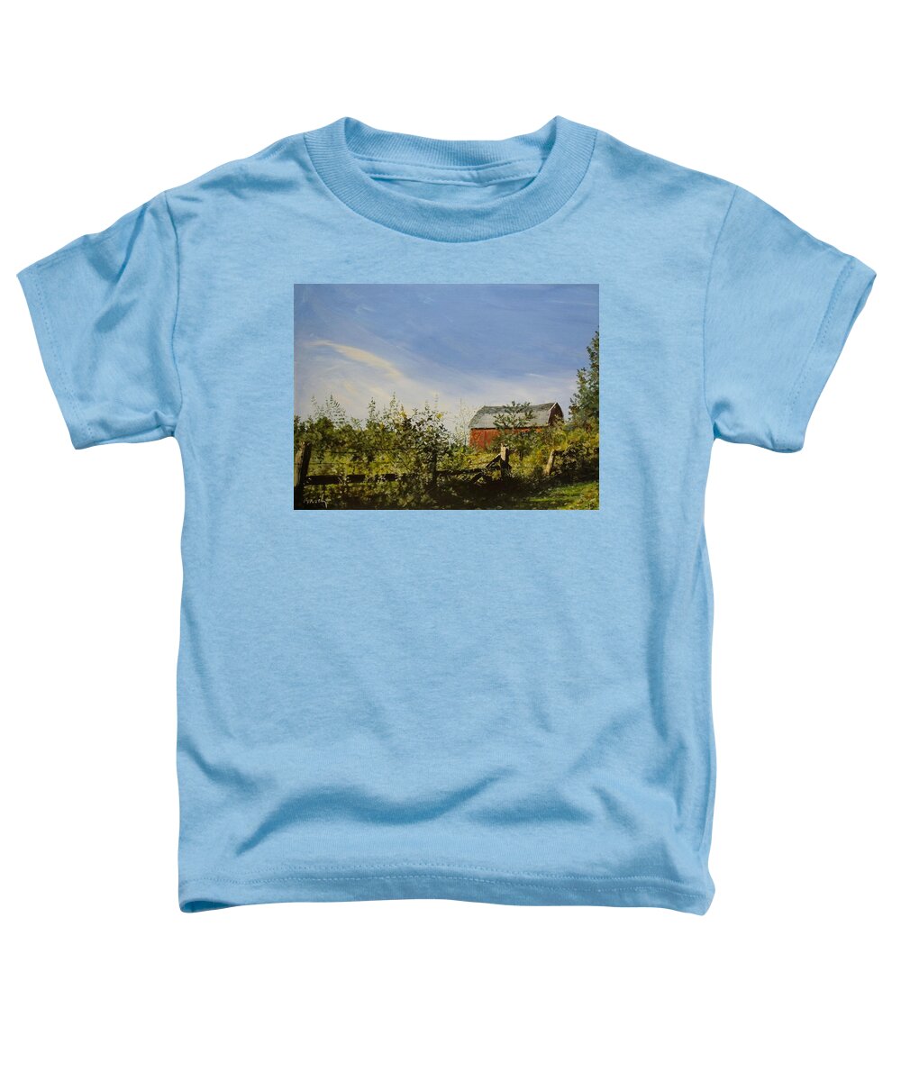 Landscape Toddler T-Shirt featuring the painting October Fence by William Brody