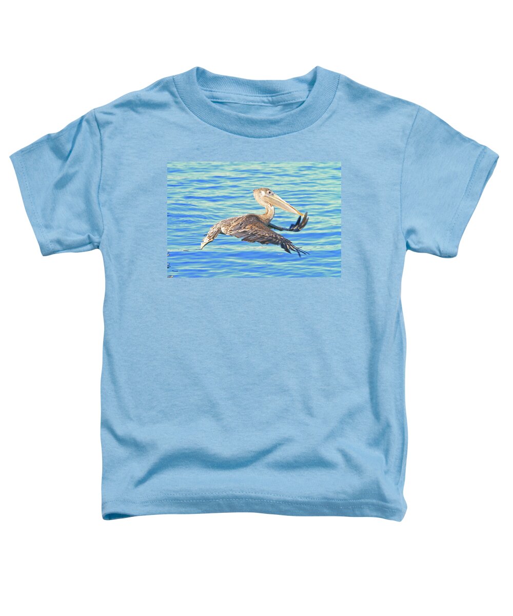 Pelican Toddler T-Shirt featuring the photograph Odd Flight by Shoal Hollingsworth