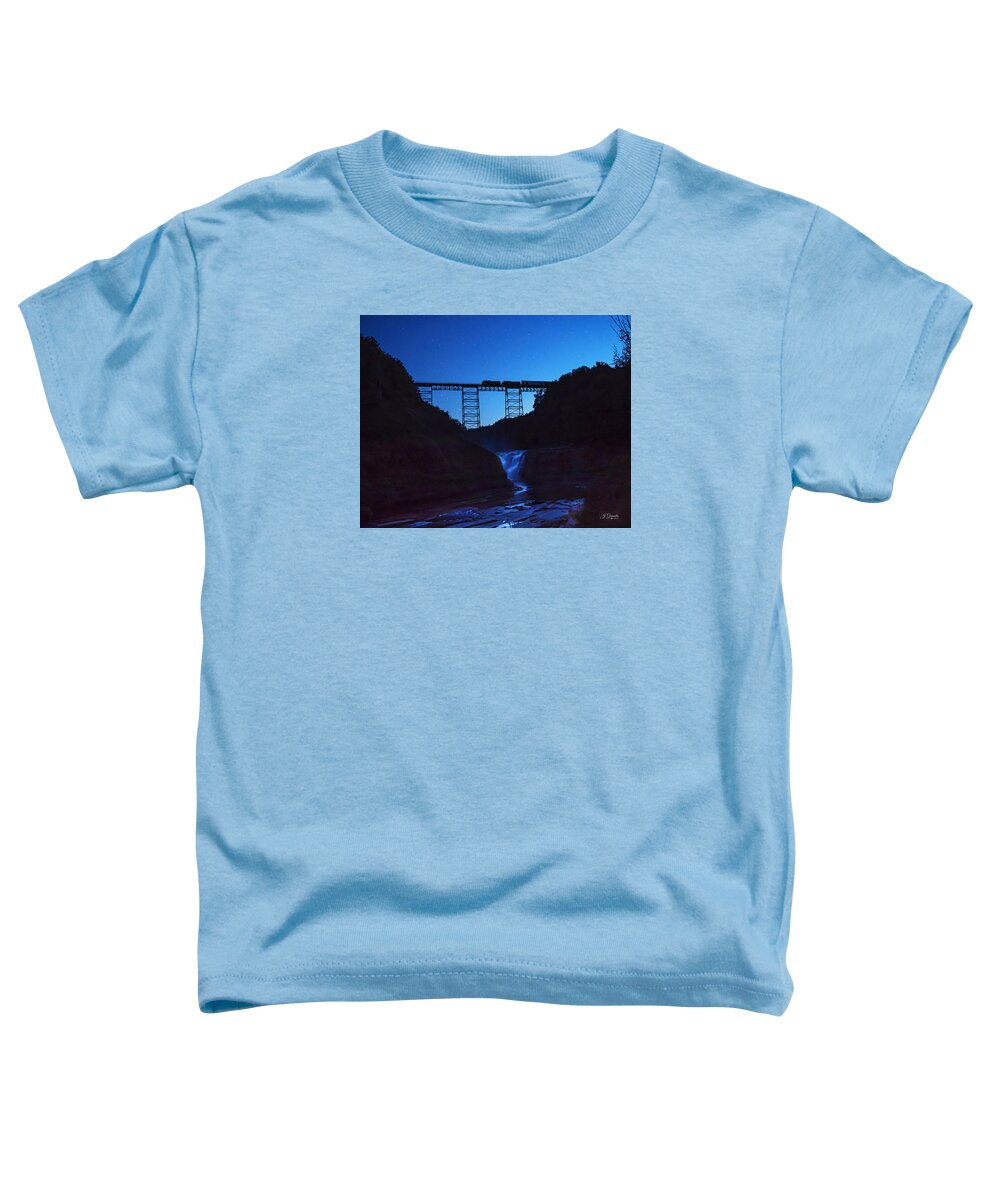 Trestle Bridge At Letchworth State Park Toddler T-Shirt featuring the photograph One Last Joourney over Letchworth by Joe Granita