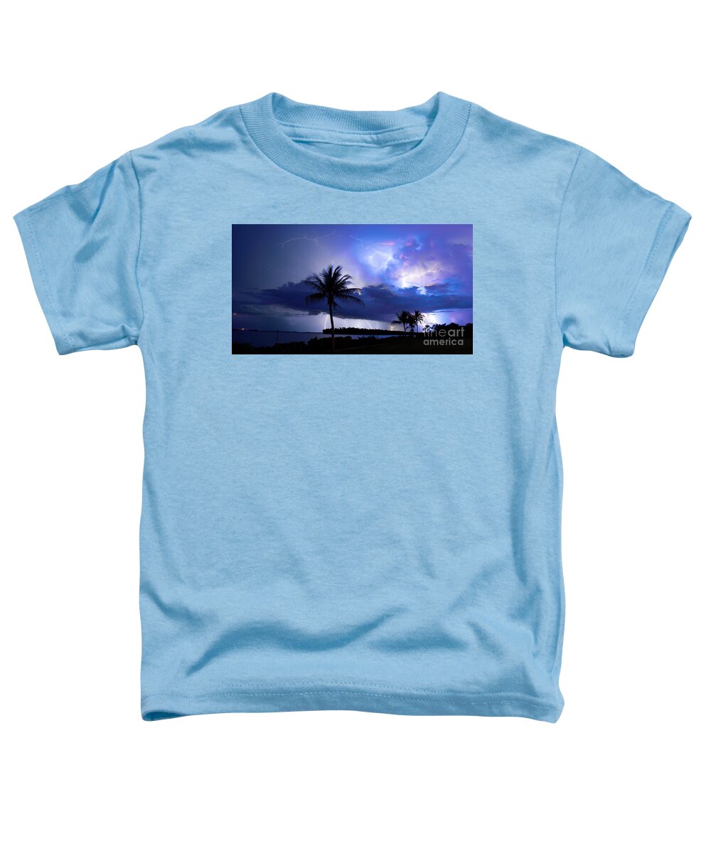 Lightning Toddler T-Shirt featuring the photograph Palm Tree Nights by Quinn Sedam