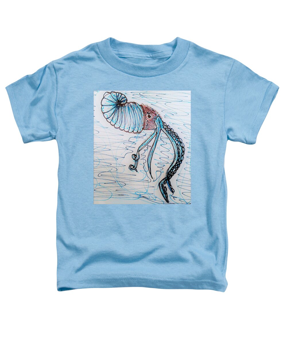 Paper Toddler T-Shirt featuring the drawing Paper Nautilus by Andrew Blitman
