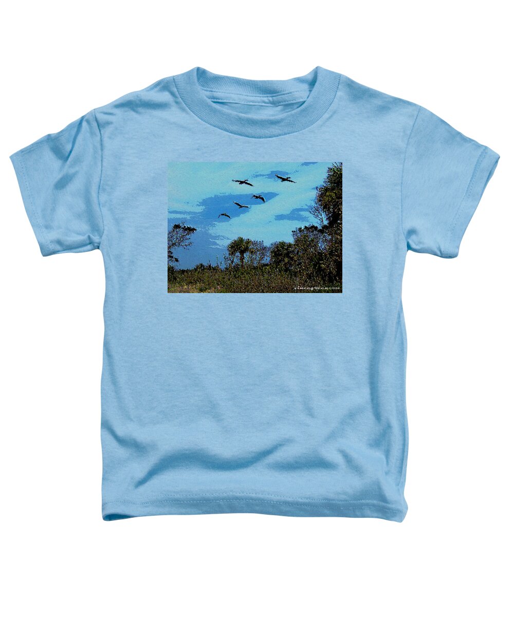 Pelican Toddler T-Shirt featuring the digital art Pelican Posse by Vincent Green