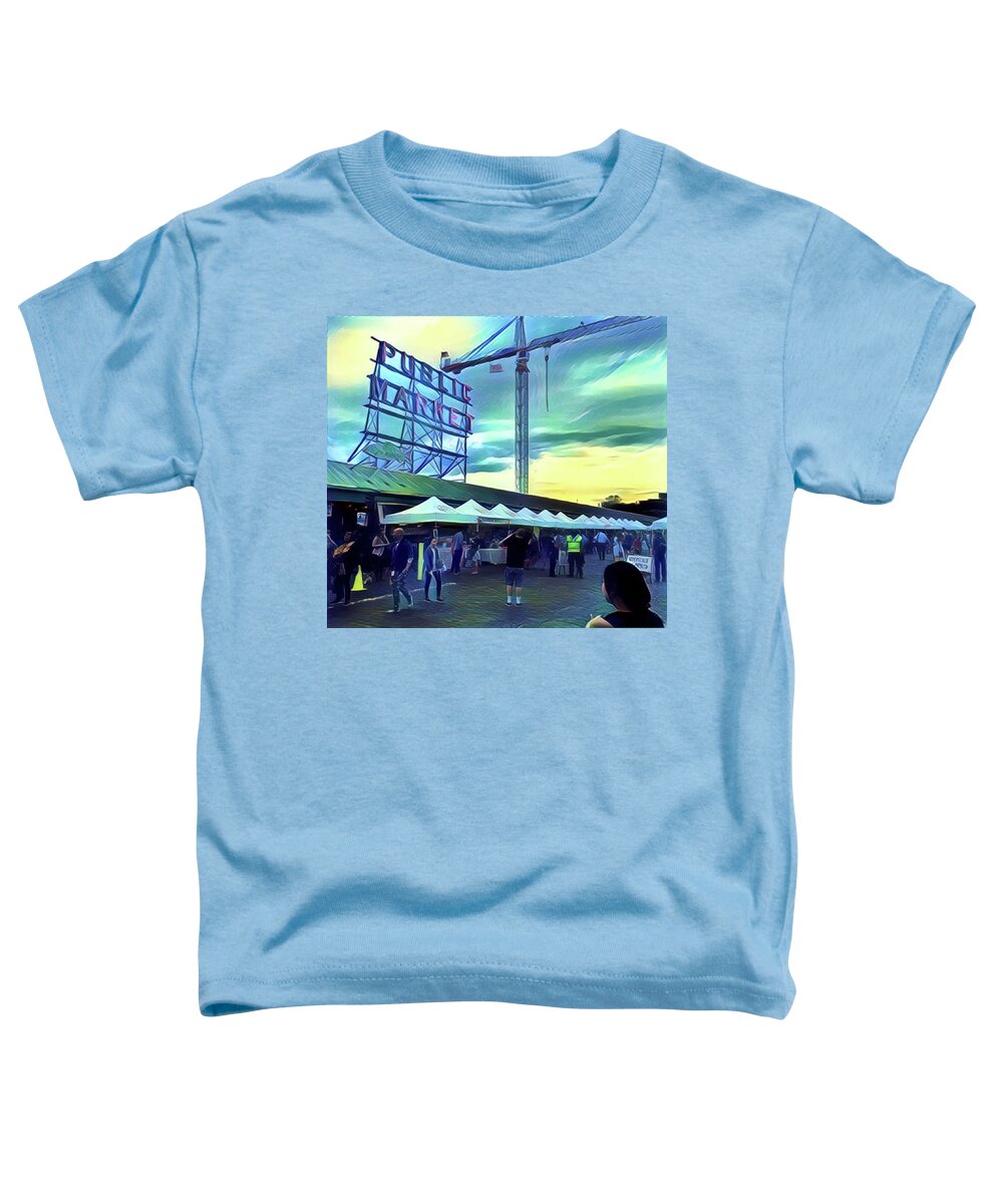 Pike Market Toddler T-Shirt featuring the digital art Pike Market by Aparna Tandon