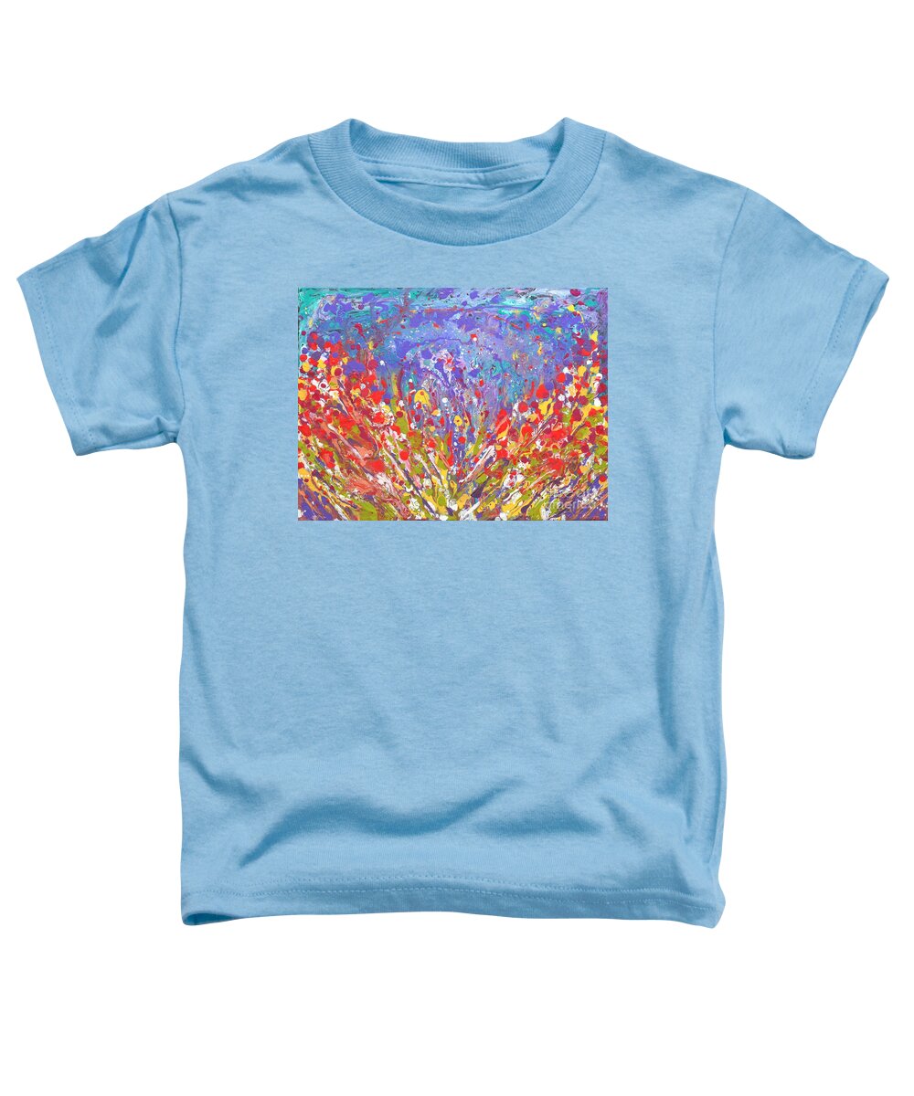 Poppies Toddler T-Shirt featuring the painting Poppies Abstract Meadow Painting by Manjiri Kanvinde