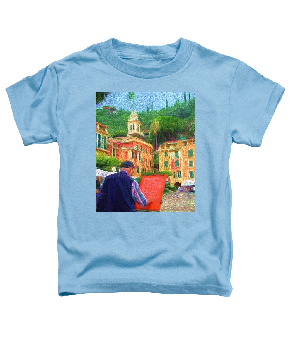 Painting Toddler T-Shirt featuring the painting Portofino Through the Eyes of an Artist by Mitchell R Grosky