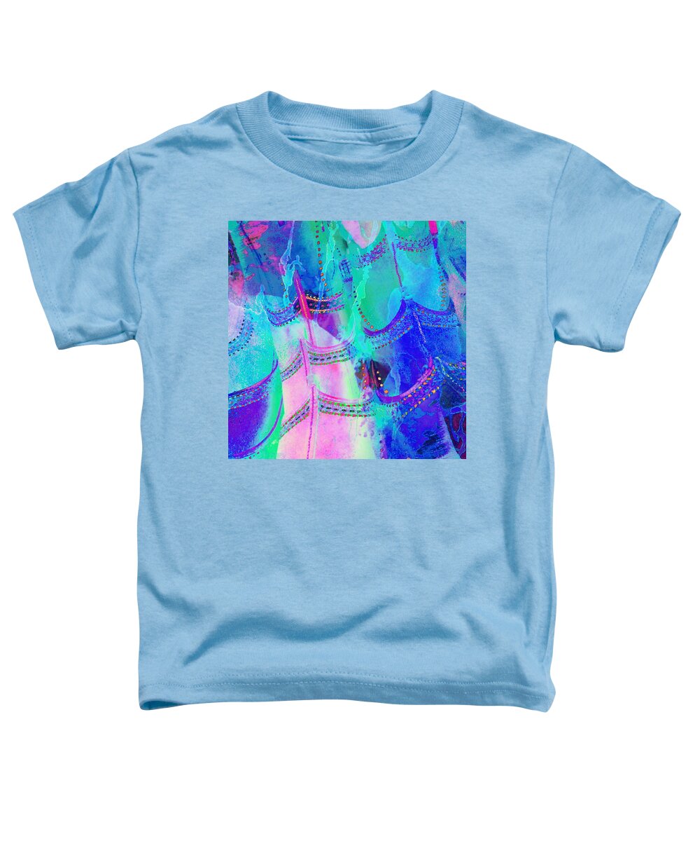 Shopping Toddler T-Shirt featuring the photograph Psychedelic Blue Shoes Shopping is Fun Abstract Square 4f by Sue Jacobi