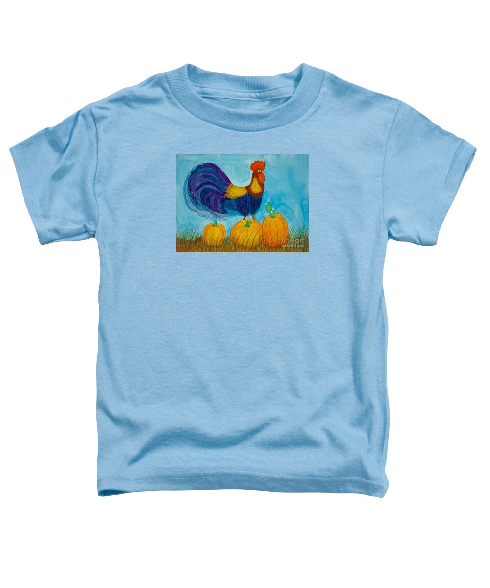 Rooster Toddler T-Shirt featuring the painting Pumpkin Rooster by Norma Appleton