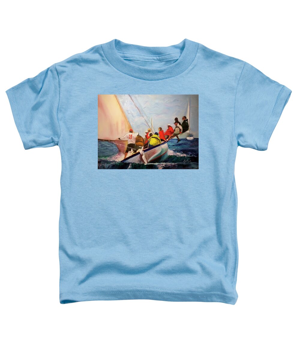 Theartistjosef Toddler T-Shirt featuring the painting Racing Abaco Rage by Josef Kelly