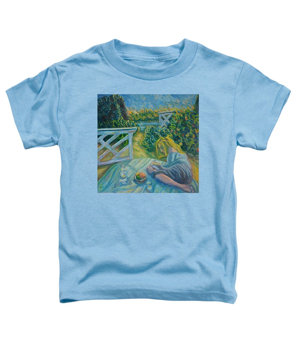 Landscape Toddler T-Shirt featuring the painting Reading by Enrique Ojembarrena
